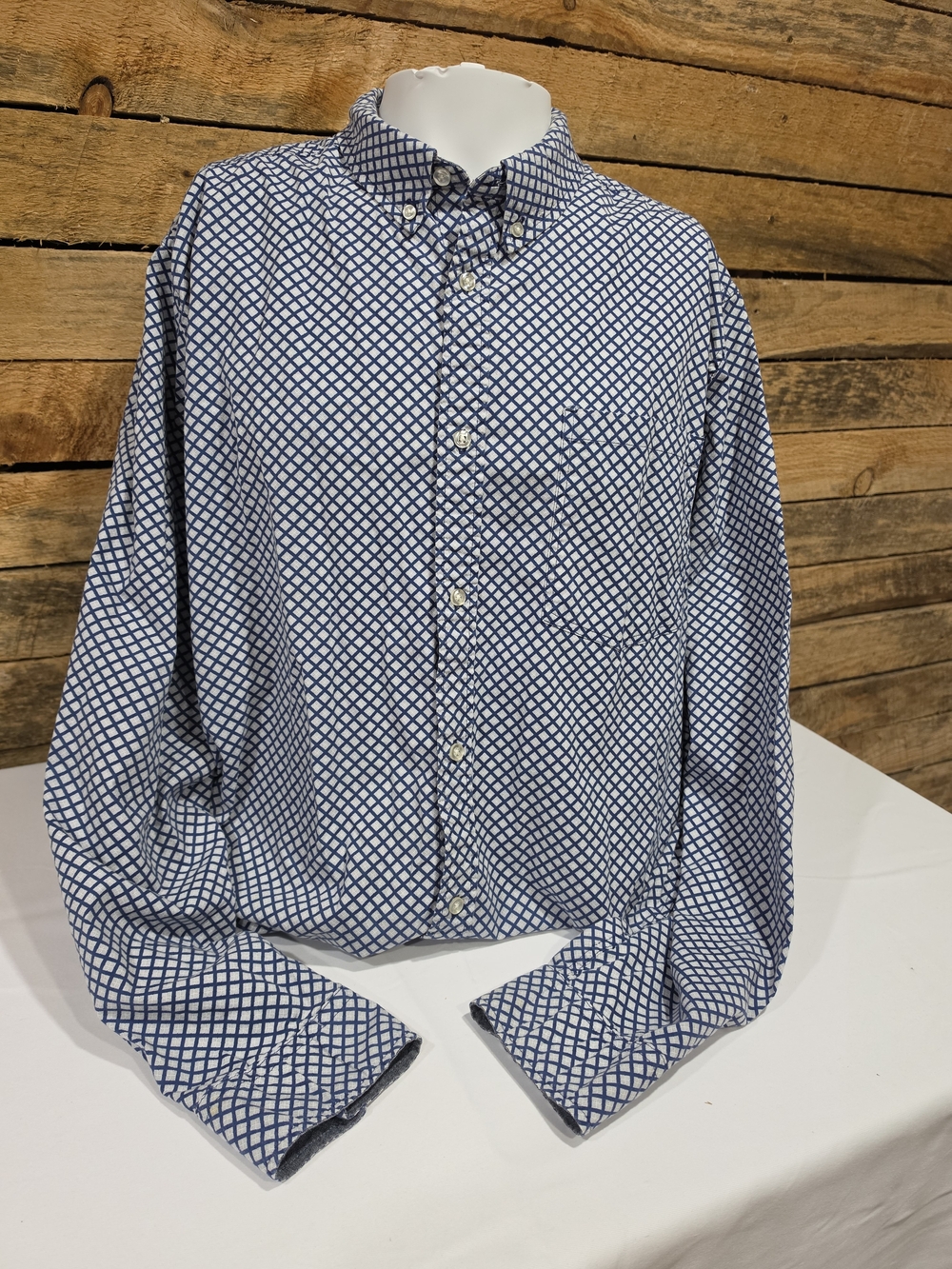Cody James Men’s 2XL Blue & White Geometric Long Sleeve Western Shirt